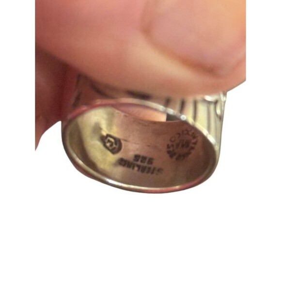 New Vintage Taxco Eched Sterling Silver Band Ring Size 9.5 - Picture 3 of 5